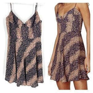 Blue Life Women's Snake‎ Print Sweetheart Corset V-Neck Mini Dress Brown Medium